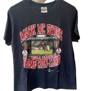 Vintage 90s Mark McGwire Hologram Home Run King Cardinals 1998 Shirt Youth Large